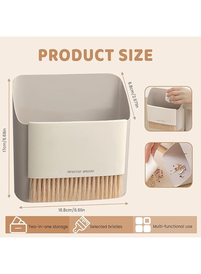 Small Broom and Dustpan Set, Soft Bristle Whisk Dust Pan and Brush Set, Mini Hanging Wall Mounted Trash Can, for Cleaning Desktops, Keyboard, Drawer, Sofa - Image 2